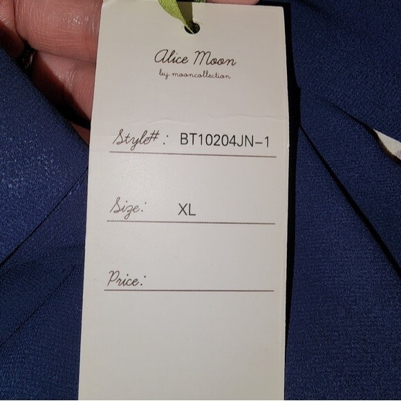 Moon Collection NWT Sheer Navy Beaded Long Sleeve Button Front Blouse Size XL - Picture 11 of 11